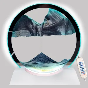 Glass Flow Sand Painting 3 Color Changing Deep Sea Sandscape Table Lamp for Desk Toys Home Decor Creative Gift(Black) Sand Art Liquid Motion estimate with Light White Wood Base Moving Sand Art Round 