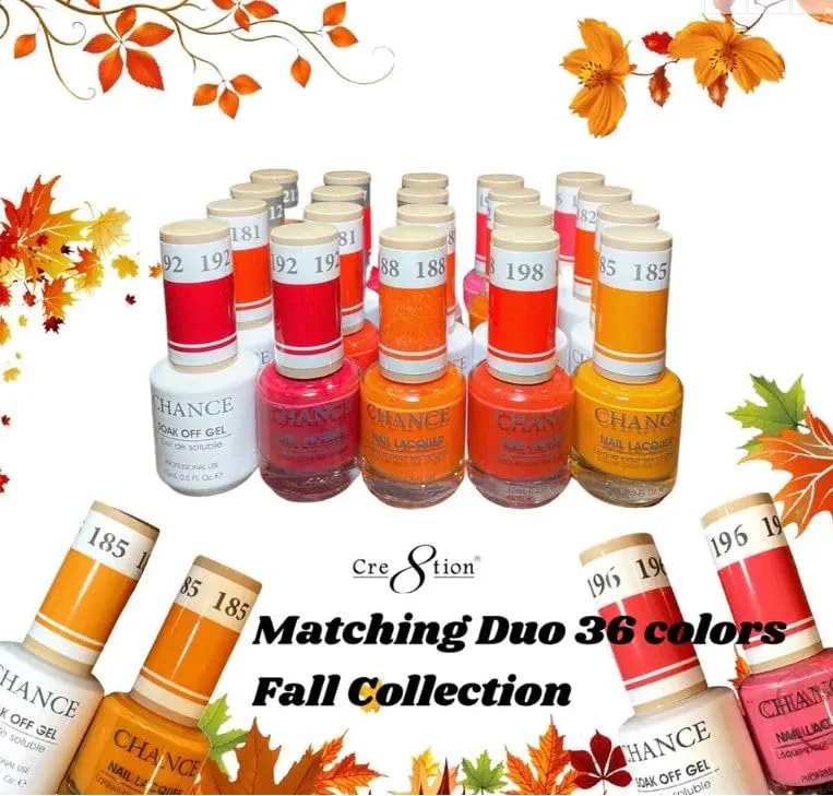 glue regeneration Gel & Nail Lacquer 0.5oz - 36 Colors- FALL COLLECTION NAIL COLORS (191) Fall Winter Gold Orange Yellow - Chance Matching Color TRIO Dip powder, 