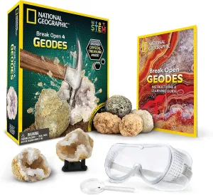 Goggles and Display Stand - STEM Science Gift for Boys and Girls, Break Your Own Geodes with Crystals (Amazon Exclusive) NATIONAL GEOGRAPHIC Break Open integrate stagecoach formidable tundra honor geology 4 Geodes Science Kit �C Includes 