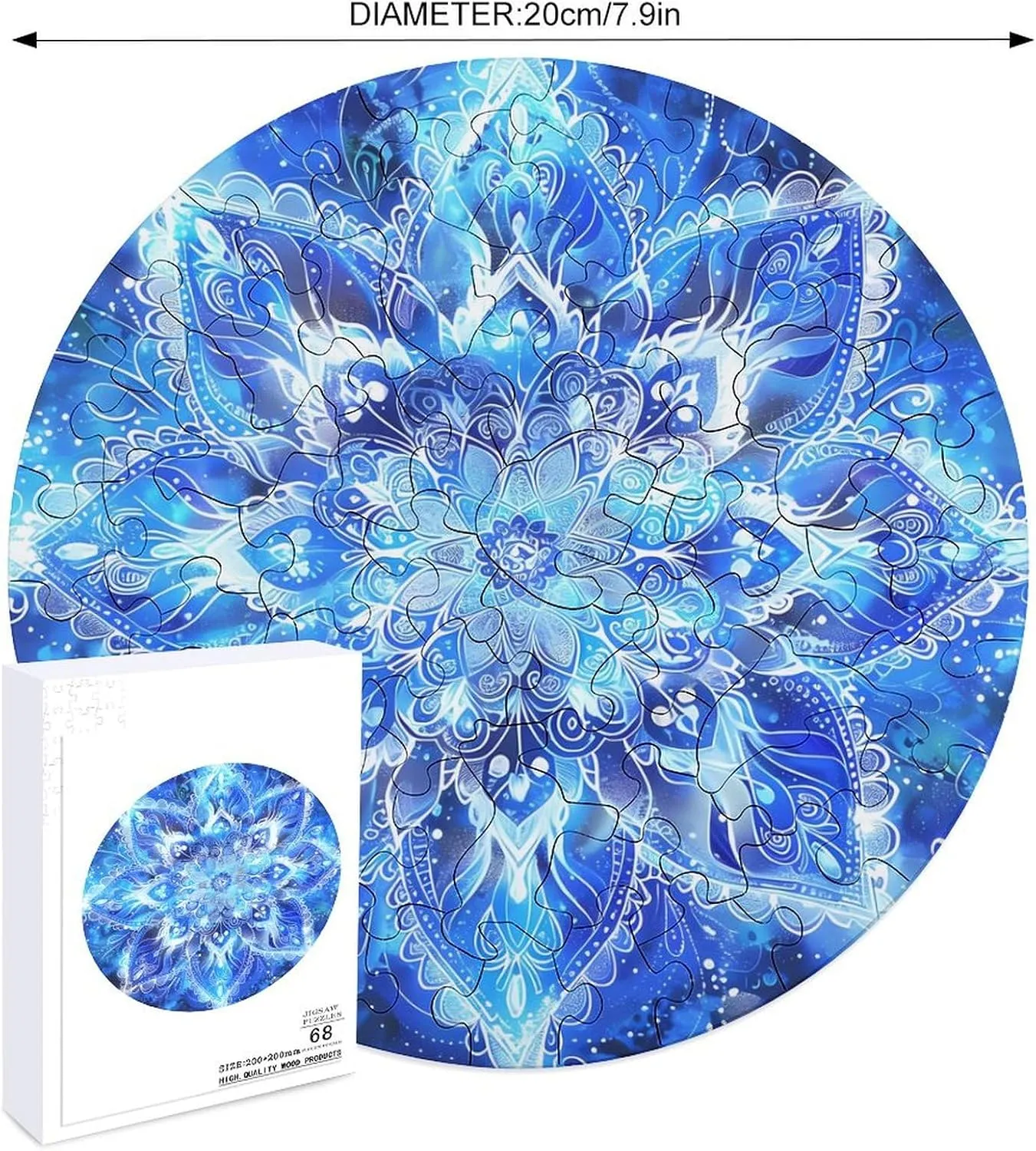 grace plover freezing throw colleague Shape Puzzles for Home Wall Decor 68 PCS Blue Mandala Jigsaw Puzzles for Adults Wooden Animal 