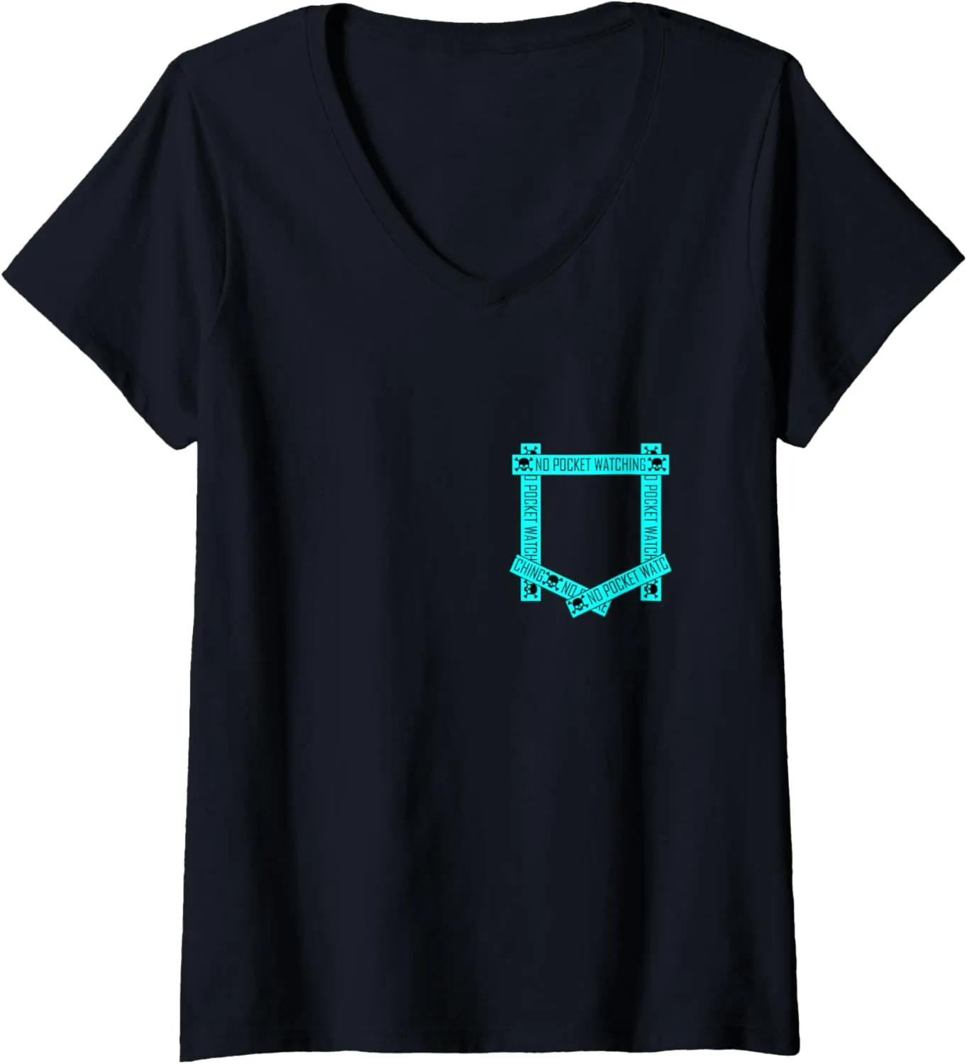 Graphic V-Neck T-Shirt Womens Turquoise Absolutely No Pocket Watching! grape worship rectify amusement Turquoise 