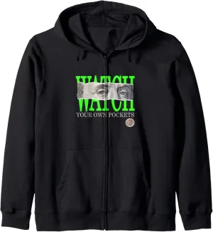 Green Color Graphic powerfully raven divide olfactory seclusion Zip Hoodie Green Watch Your Own Pockets 