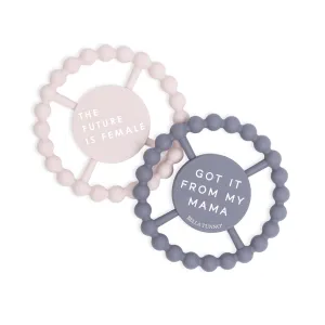 Grip Baby Teether Toy, Silicone Teether Ring to Help Soothe Gums, next squeeze Non-Toxic and BPA Free, Future is Female/Got Mama Bella Tunno Happy Teether 2pk ?C Soft & Easy 