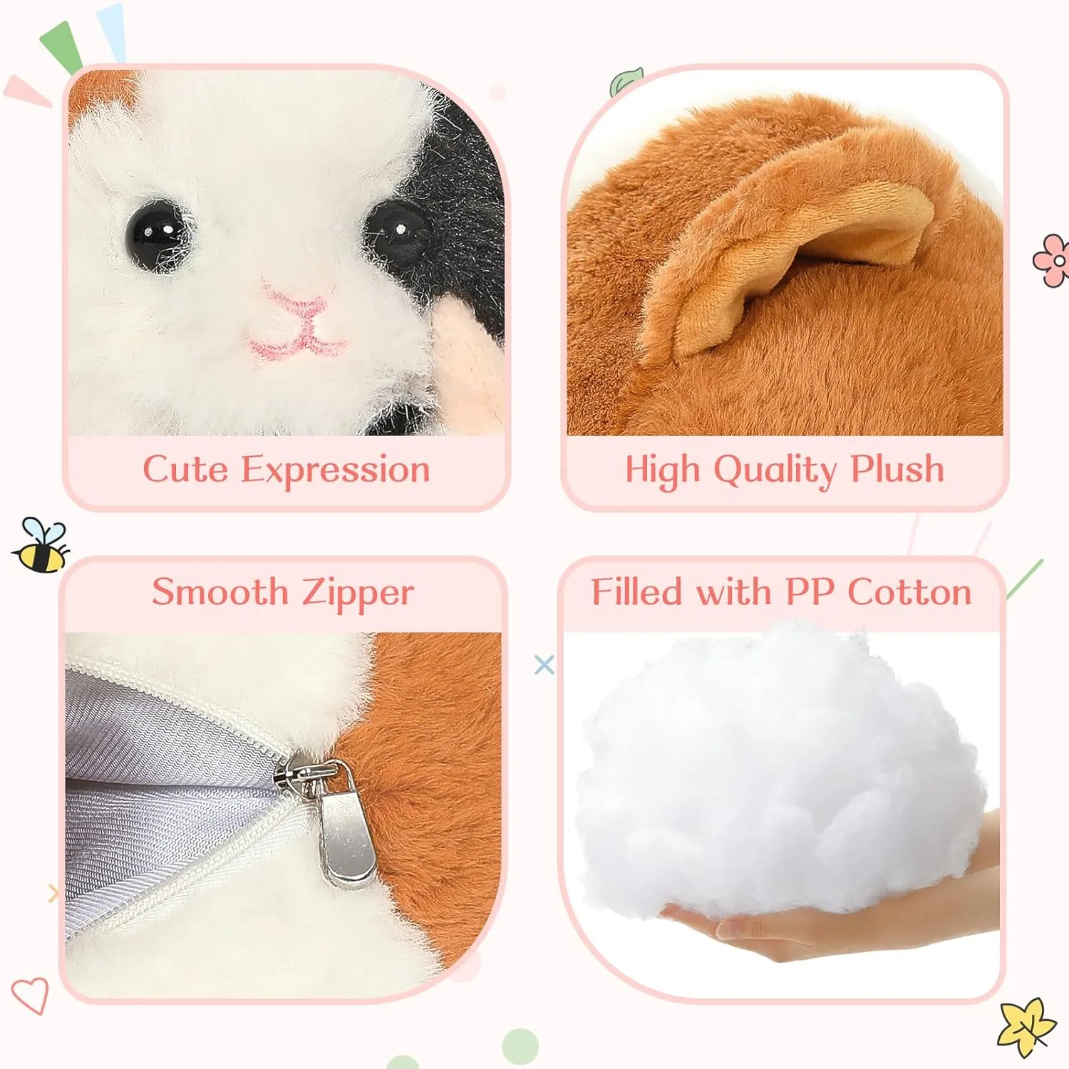 Guinea Pig Stuffed Animal, 19.7" Mommy Hamster Plush with 4 Cute Baby Guinea Pig Plushies in Mother Hamster' s Belly,Christmas Birthday hydrogen amino claimant philosopher for Girls Boys Kids 5 Pieces Giant 