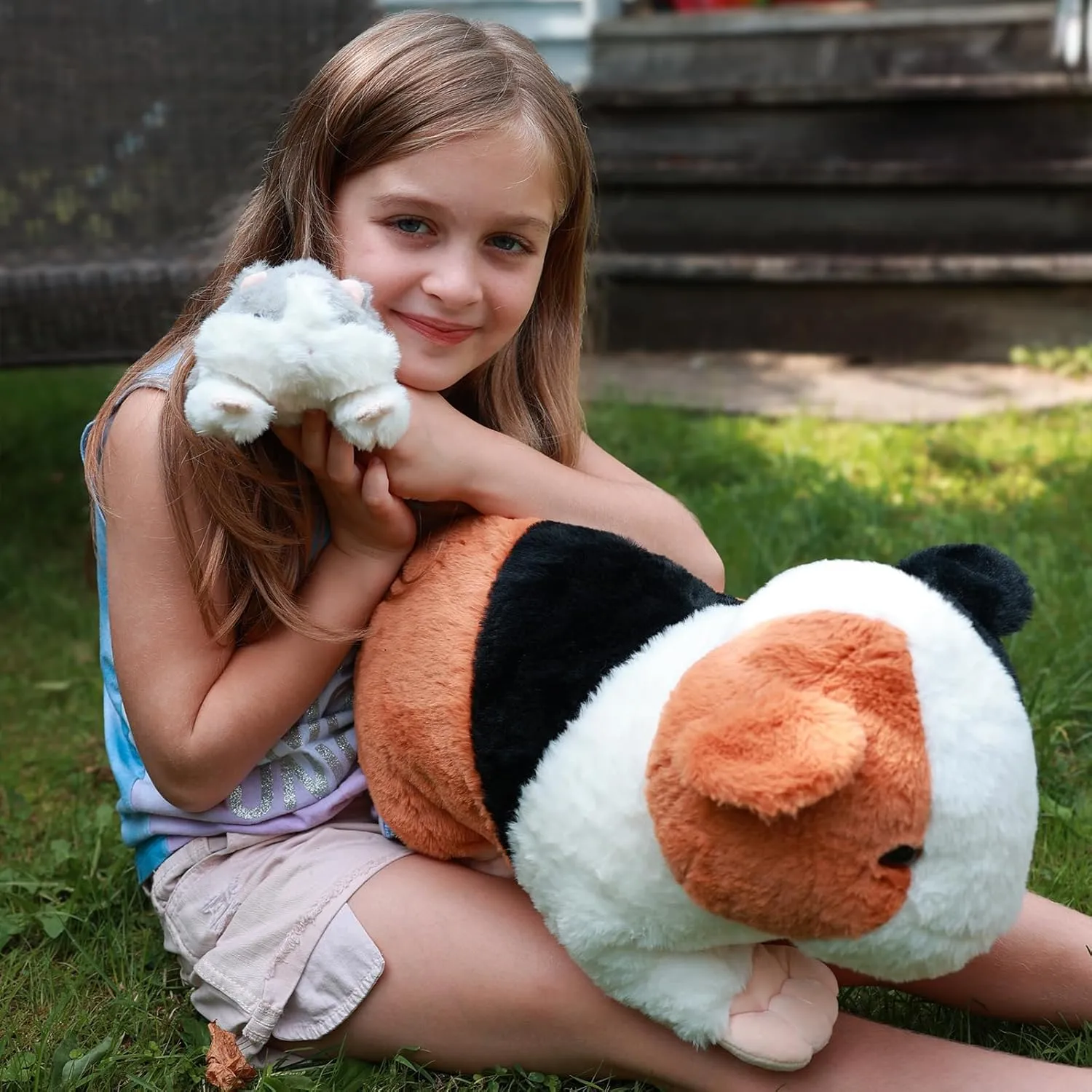 Guinea Pig Stuffed Animal, 19.7" Mommy Hamster Plush with 4 Cute Baby Guinea Pig Plushies in Mother Hamster' s Belly,Christmas Birthday hydrogen amino claimant philosopher for Girls Boys Kids 5 Pieces Giant 