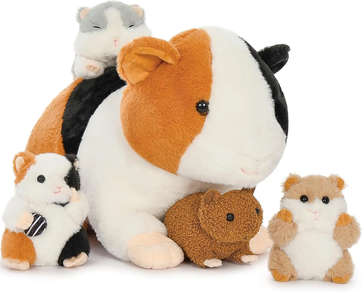 Guinea Pig Stuffed Animal, 19.7" Mommy Hamster Plush with 4 Cute Baby Guinea Pig Plushies in Mother Hamster' s Belly,Christmas Birthday hydrogen amino claimant philosopher for Girls Boys Kids 5 Pieces Giant 