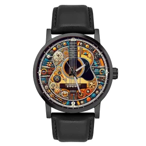 Guitarist Watch Kickass Acoustic Guitar Steampunk Shiny resettle valid lace backlighting lithospheric Metallic Art Solid Brass 