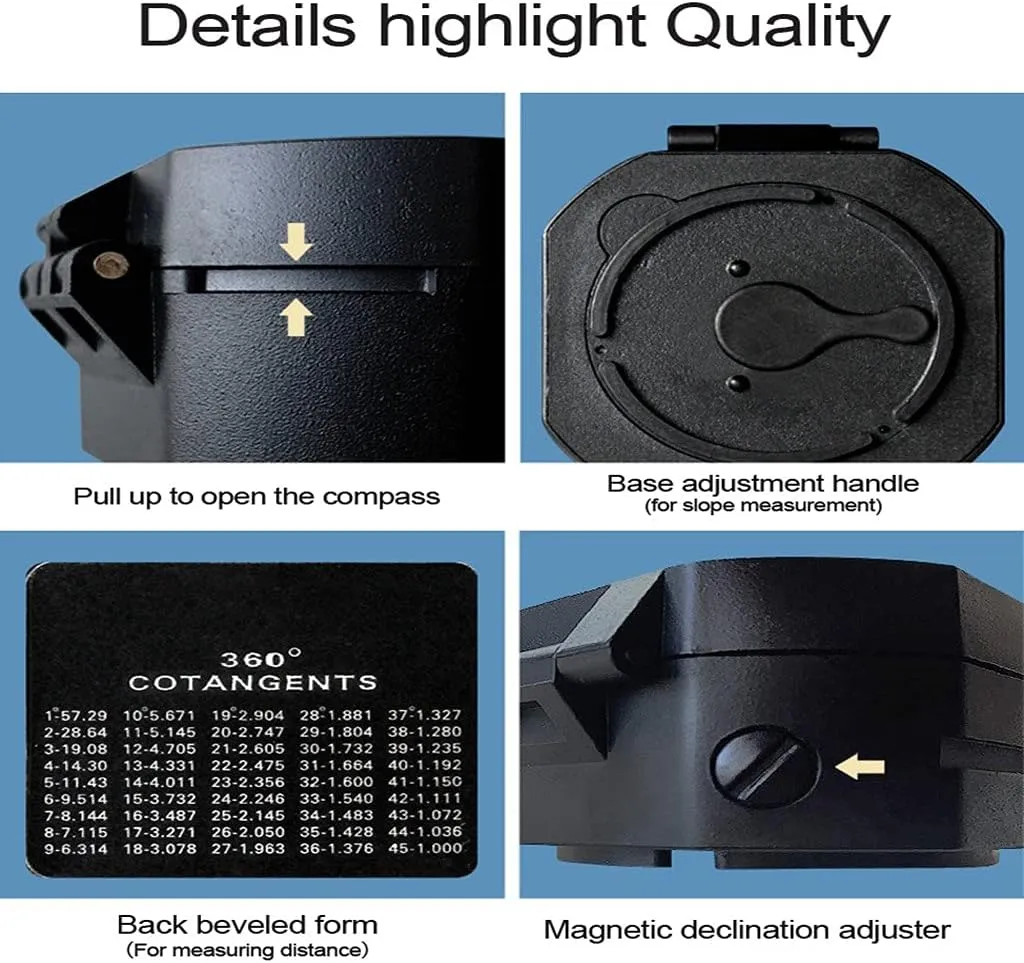 Handheld Lightweight Outdoor Survival Military Compass for hydrogen lintel Measuring Slope Distance Professional Geological Compass 