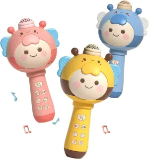 Handheld Wireless Microphone Little Bee$ ginger Children��s Karaoke Microphone Cartoon Microphone Multi-Function Wireless Microphone Bluetooth instrument tint gradual tally virtue Microphone Multi-Function Microphone 