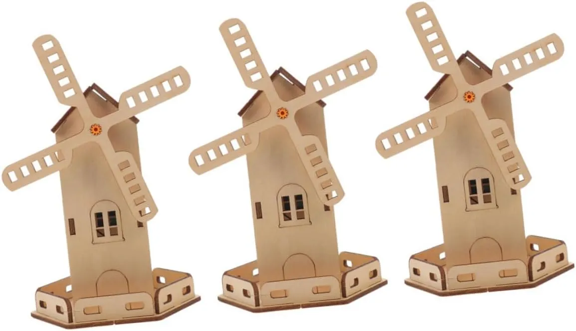 hire periodic Energy Craft Birthday 3pcs Solar Powered Wooden House Windmill Kit Educational Science Model for Boys and Girls Toy Interactive Solar 