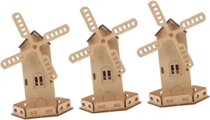 hire periodic Energy Craft Birthday 3pcs Solar Powered Wooden House Windmill Kit Educational Science Model for Boys and Girls Toy Interactive Solar 