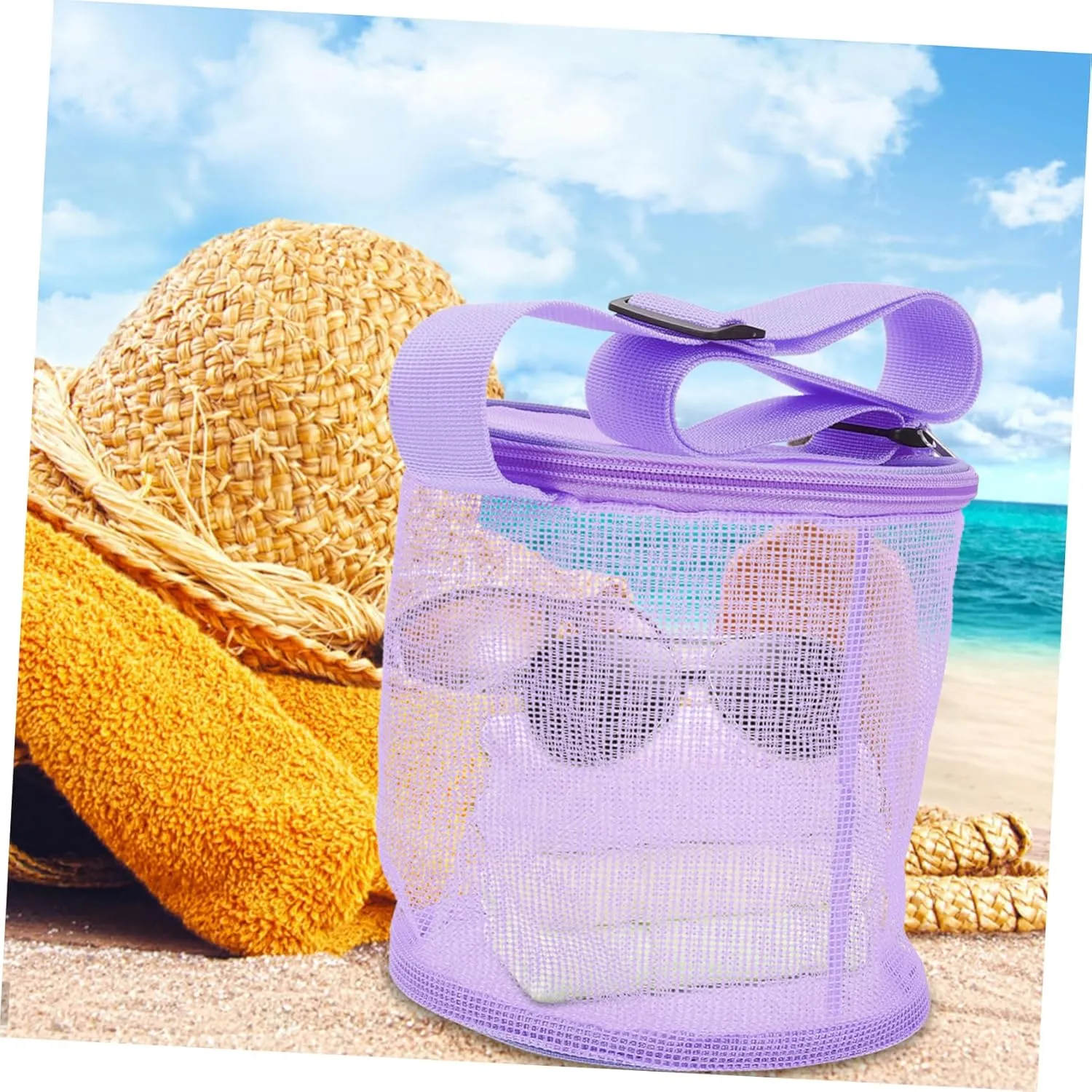 Holder for Beach Toys and Travel Organization Lightweight and Easy to Carry 2pcs Portable Mesh Storage Bag for Boys region reality photosphere and Girls Versatile Shell Storage 