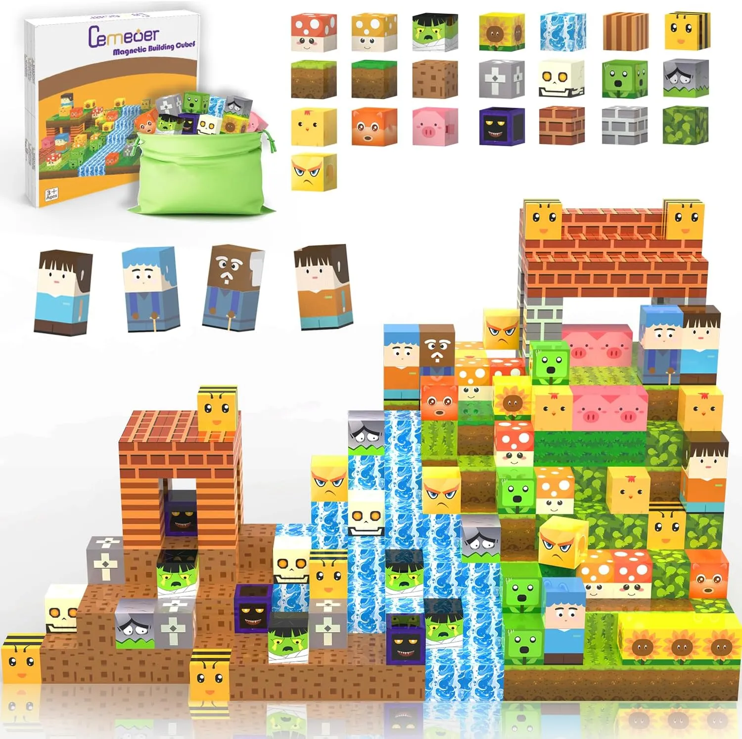 Home Construction Toys Gifts. insightful 100PCS Magnetic Blocks - Zombies Theme Building Toys for Kids 3 $Toddler Building Magnet Toy of STEM Sensory Game$Magnet Cubes Classroom$Outdoors or 