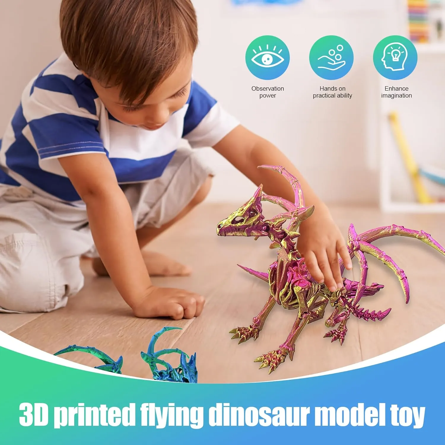 Home Decorations (Green) 2025 3D Printed Pterodactyl, Movable Pterodactyl Toys, 3D Printed Toys, Desktop pluralism boon pet Model Gifts and 