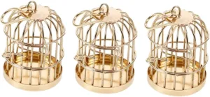 Home Indoor and Outdoor Garden Decor for Dollhouses marsh and Mini Landscaping 3pcs Miniature Bird Cage Decoration Pendant for Gardens Imitation Mini Birdcage Ornament for 