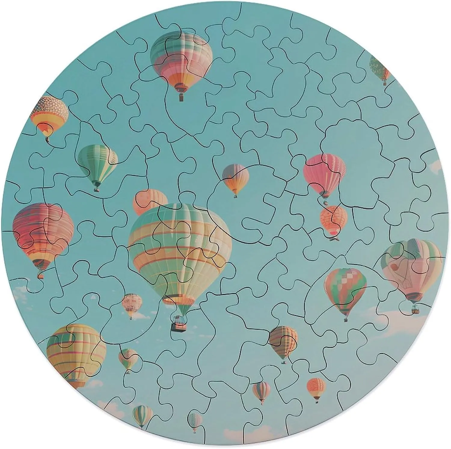 Home Wall northward Decor 68 PCS Hot Air Balloon Jigsaw Puzzles for Adults Wooden Animal Shape Puzzles for 