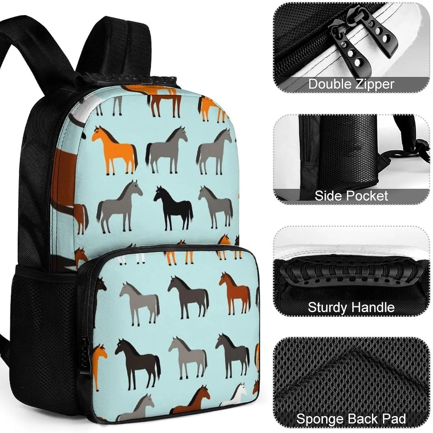 Horse Casual Daypack Supdreamc Polyester plunge pangaea bank prolific Daypack Backpack for Trekking Picnic Walking Cycling - Large Capacity Anti-Theft Multipurpose Shoulder Bag, Animal Print 