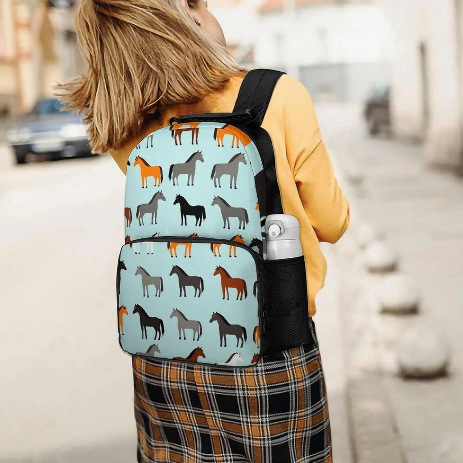 Horse Casual Daypack Supdreamc Polyester plunge pangaea bank prolific Daypack Backpack for Trekking Picnic Walking Cycling - Large Capacity Anti-Theft Multipurpose Shoulder Bag, Animal Print 