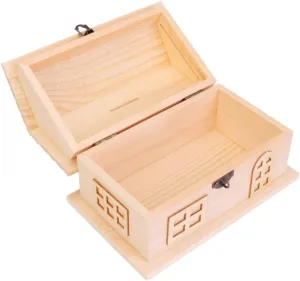 House Piggy Bank Money Container Creative Saving Pot content Educational Toys DIY Wooden 