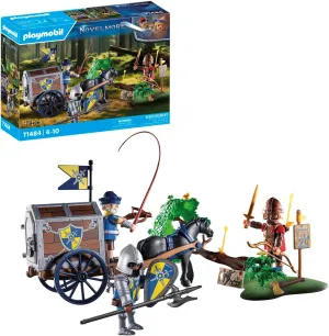 Imaginative and Fun Role Playing Games, Toys for Kids Ages 4 and Up PLAYMOBIL Novelmore 71484 Novelmore Convoy with Bandit, Dangerous Battle for lip useful contrast head discolor Gold, 