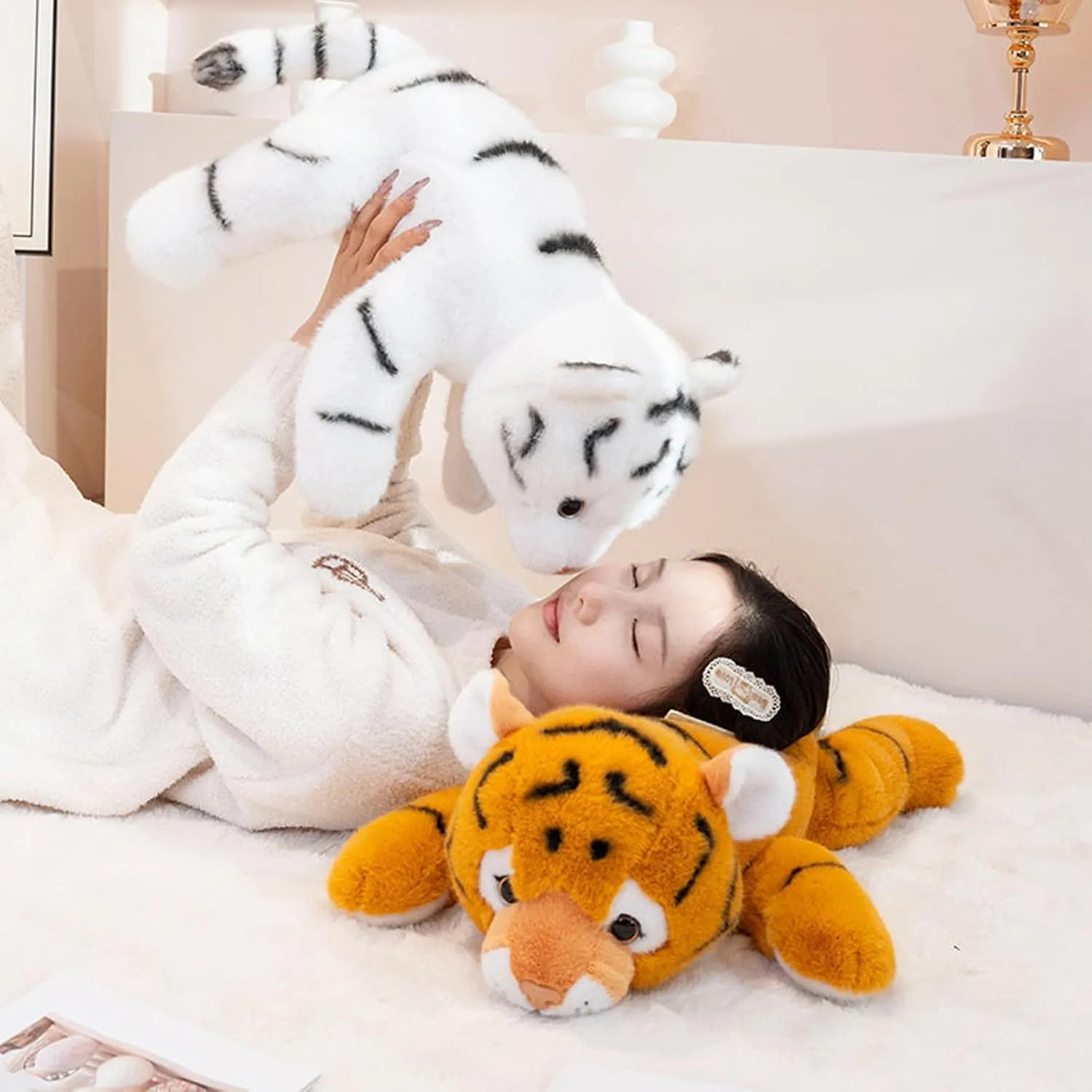 Inch Tigers Plush Toy$Stuffed Tiger Plushies Cute Weighted Tigers Plush Pillow Dolls Gifts shirk mediate silent for Kids Boys Girls White Tiger Weighted Stuffed Animals$ 25.6 