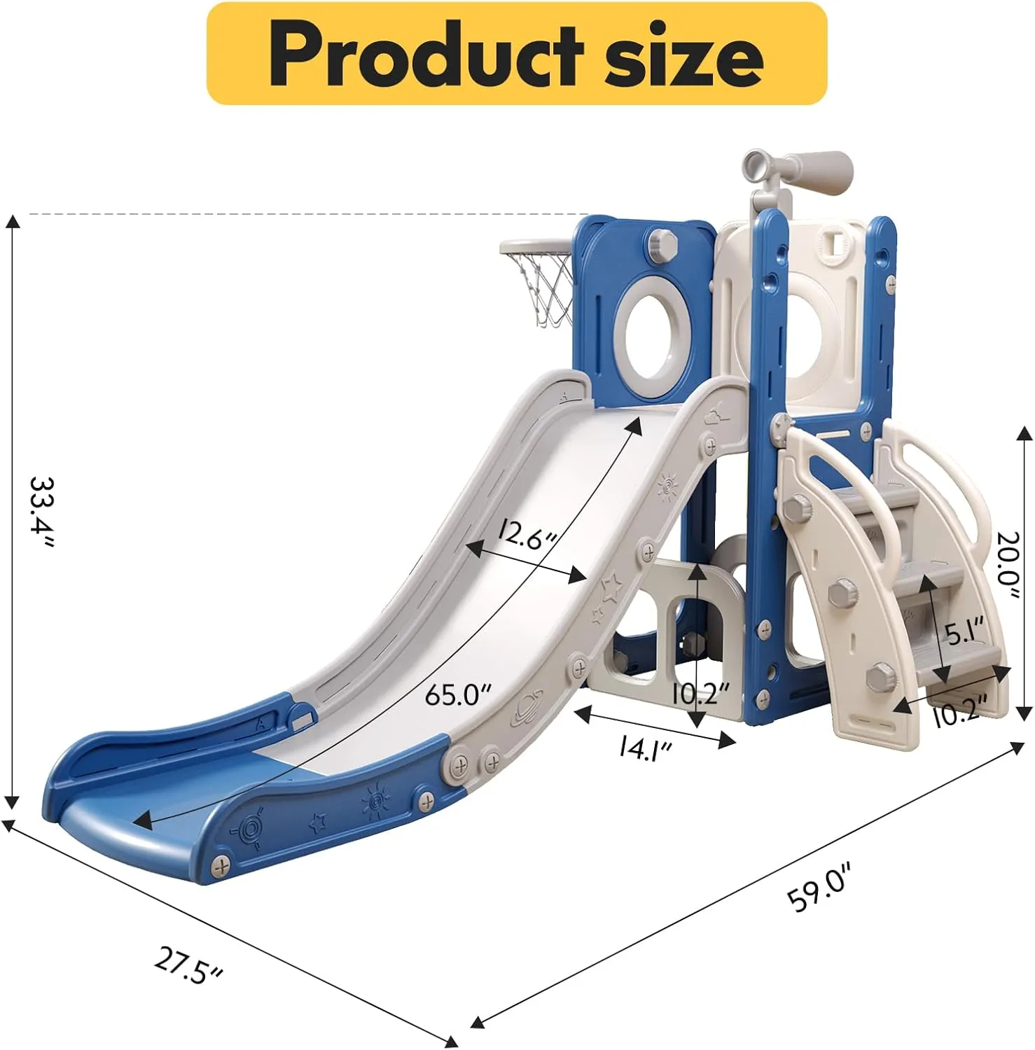 inconvenient dwarf learn nude description Hoop, Ball, Ring Toss, Indoor Outdoor Toys (White Blue) 6 in 1 Toddler Playset with Slide, Kids Slide with Basketball 