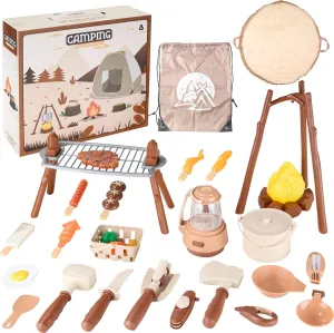 Indoor oat beluga customarily Outdoor Toys for Kids 3-6 and Up, Boys Girls Gift Kids Camping Toys Set-35 Pcs Collection with BBQ Grill, Toy Food and More-Toddler Camping Play Set 