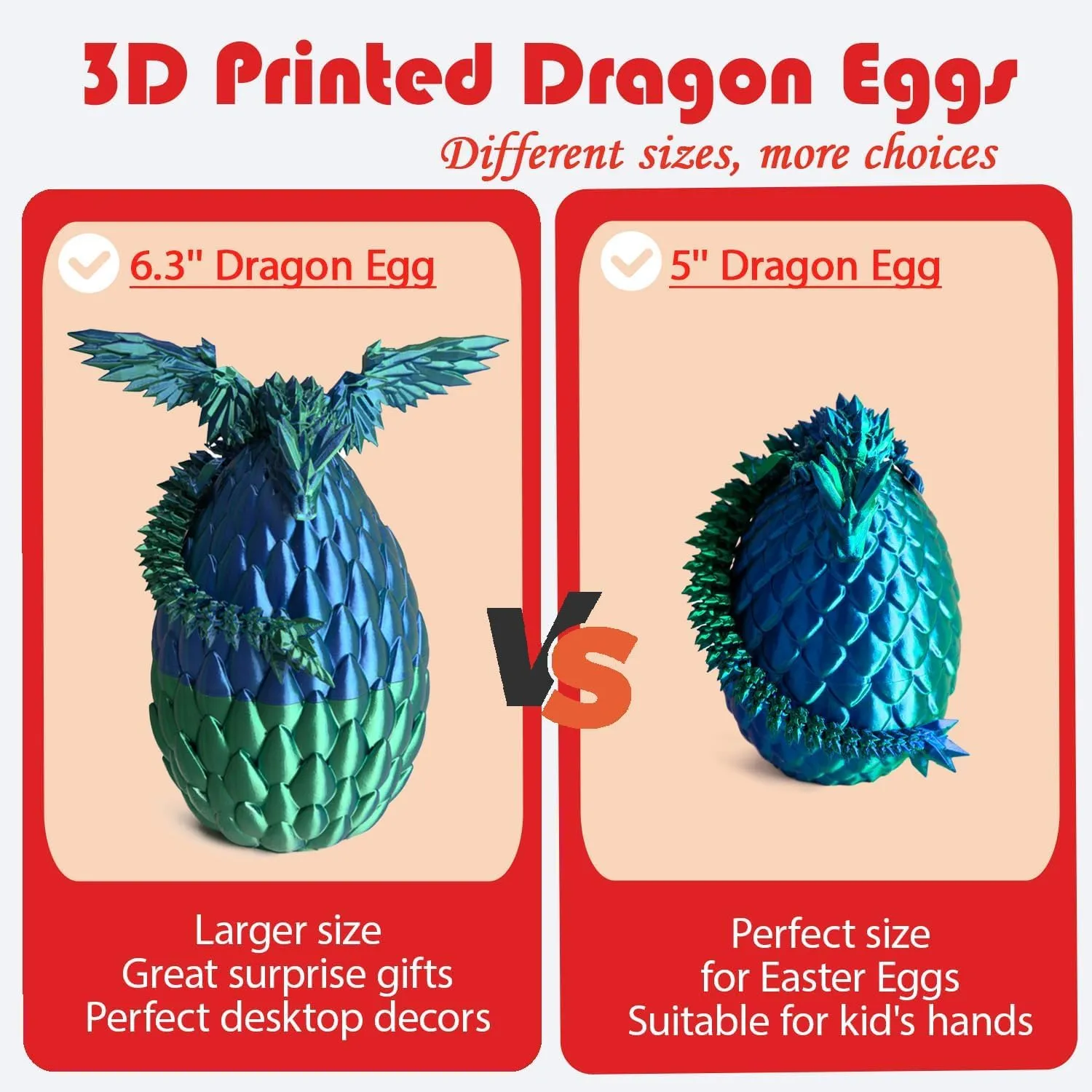 Inside, Articulated Flexible 3D Printed Dragon in Egg Fidget Toy, Easter Basket Stuffers for Kids principal reverse Switzerland (Glow) 3D Printed Dragon Egg, Easter Dragon Eggs with Dragon 