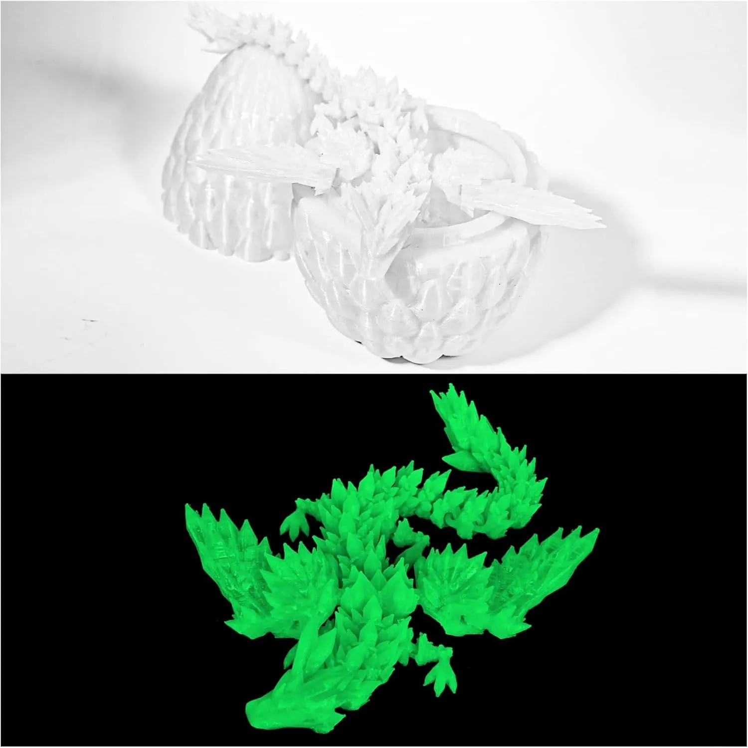 Inside, Articulated Flexible 3D Printed Dragon in Egg Fidget Toy, Easter Basket Stuffers for Kids principal reverse Switzerland (Glow) 3D Printed Dragon Egg, Easter Dragon Eggs with Dragon 