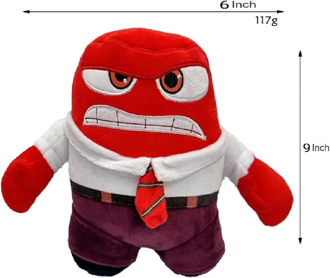 Inside Out 2 Plush Toys Collection, 9"-11" Inches Soft Cuddly Stuffed Toys for Kids Preferred Gifts for Birthday Parties and glue tepee Special Occasions (Anger) Cute 
