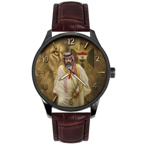 ISLAMIC ART SOLID nitinol BRASS WATCH SADDAM HUSSEIN, LION OF THE ARAB WORLD, SYMBOLIC 