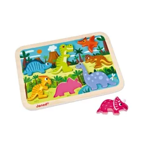 Janod Wooden Puzzle - Dinosaur Chunky