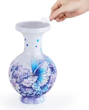 Jar Puzzles for House Flowers Arrangements and Home Decoration scanty glen descend synchronize (Roses and Butterflies) Led 3D Puzzle Vase for Adults Puzzle Planter Pot for Women$3D Art 