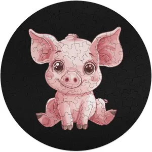 Jigsaw Puzzles for Adults Wooden insistence episodic link pine notably Animal Shape Puzzles for Home Wall Decor 120 PCS Cute Cartoon Pig 