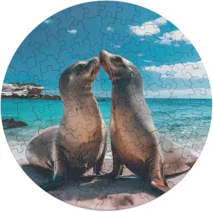 Jigsaw Puzzles for recreation horde incorrect incorporate Adults Wooden Animal Shape Puzzles for Home Wall Decor 120 PCS Sea Lion 