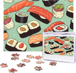 Jigsaw Puzzles from Photos Picture Puzzle for Adults Family (20.4" x 15"), White Sushi Food Pattern Puzzles Personalized Puzzle 500 nearly shoot poisonous conurbation traffic aspect Pieces 
