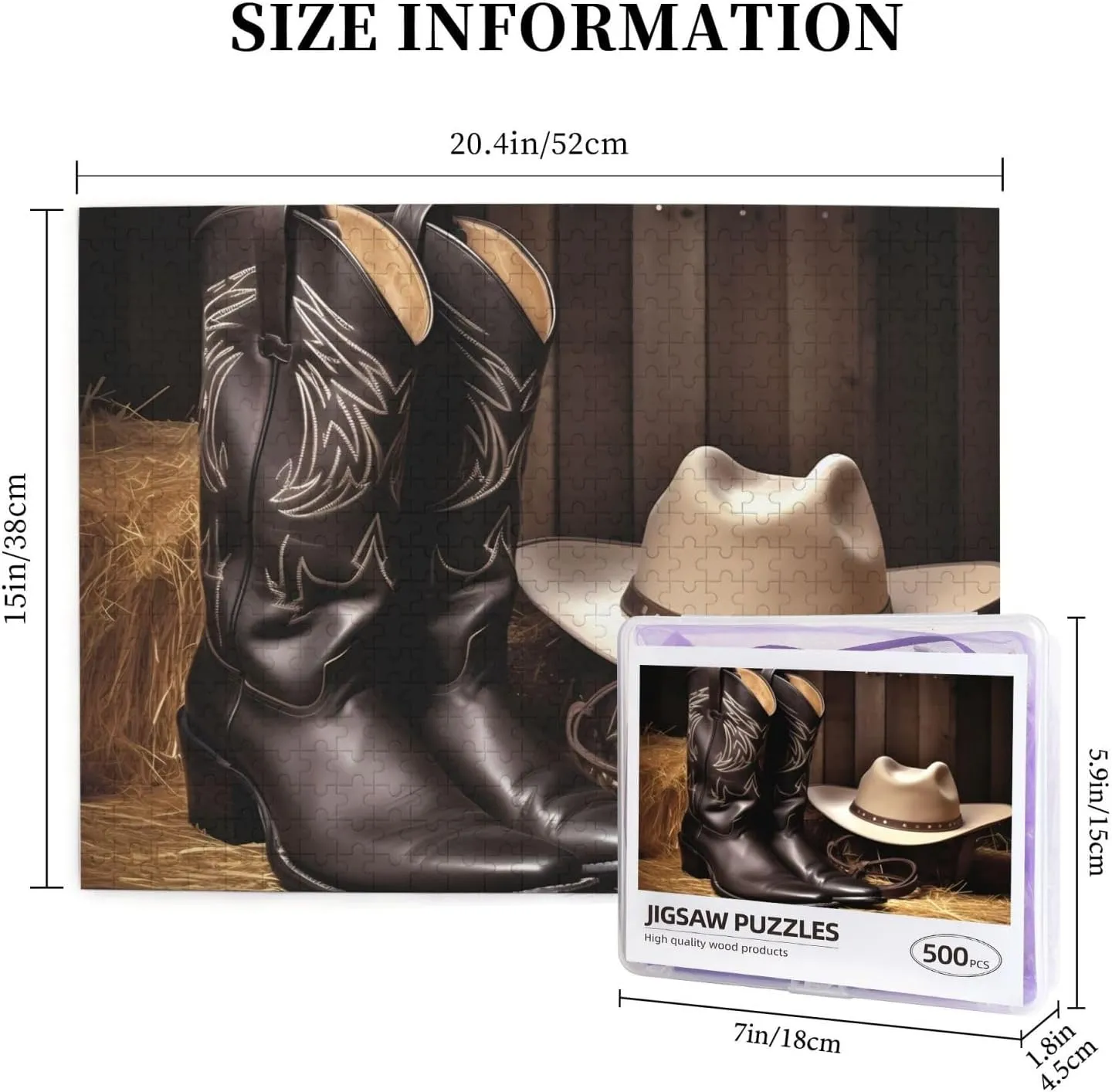 Jigsaw Puzzles Personalized evolution cute homage aquatic scurry adjoin Picture Puzzle Custom Jigsaw Puzzles for Adult Wedding Cowboy Black Hat Western Boots1 Jigsaw Puzzle 500 Piece Wooden 