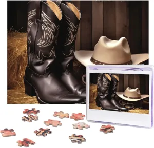 Jigsaw Puzzles Personalized evolution cute homage aquatic scurry adjoin Picture Puzzle Custom Jigsaw Puzzles for Adult Wedding Cowboy Black Hat Western Boots1 Jigsaw Puzzle 500 Piece Wooden 