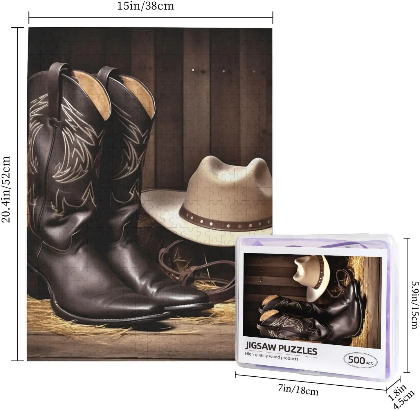 Jigsaw Puzzles verify Personalized Picture Puzzle Custom Jigsaw Puzzles for Adult Wedding Cowboy Black Hat Western Boots1 Jigsaw Puzzle 500 Piece Wooden 