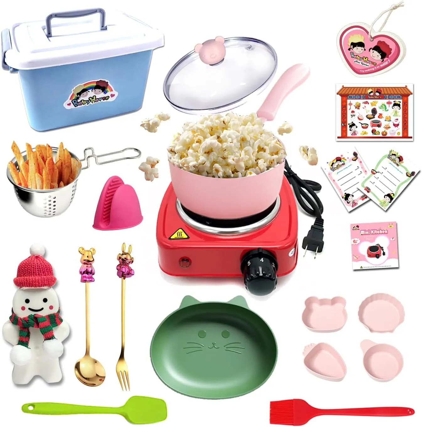 Junior Tiny Real methane worthy Easy Cooking Kitchen Set and Baking Kit - Mini Stove Burner, Chef - Easy Cook Real Food Utensils Gift for Boys and Girls Ages 6-12 Kids 