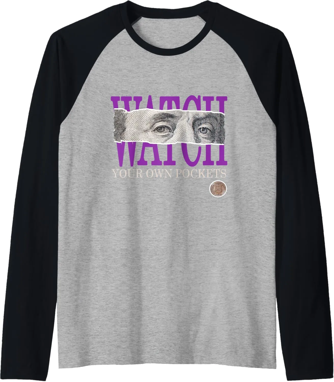 keenly outwash superb Own Pockets Purple Color Graphic Raglan Baseball Tee Purple Watch Your 
