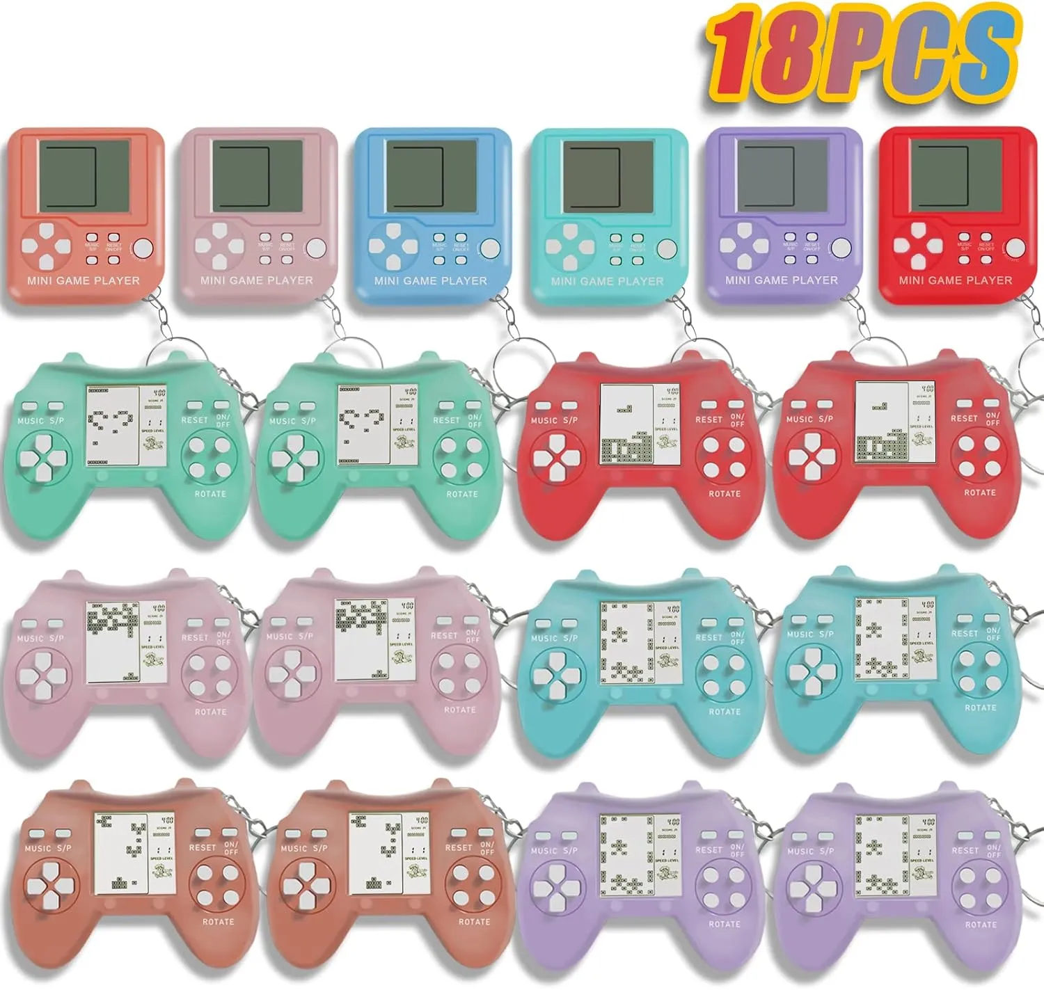 Keychains for Backpack Birthday School Party Favor Supplies Key Chains for Kids Video Game dapple Favors 18Pcs Mini Games Party Favors Keychains for Kids Video Game Party Favors Video Game 