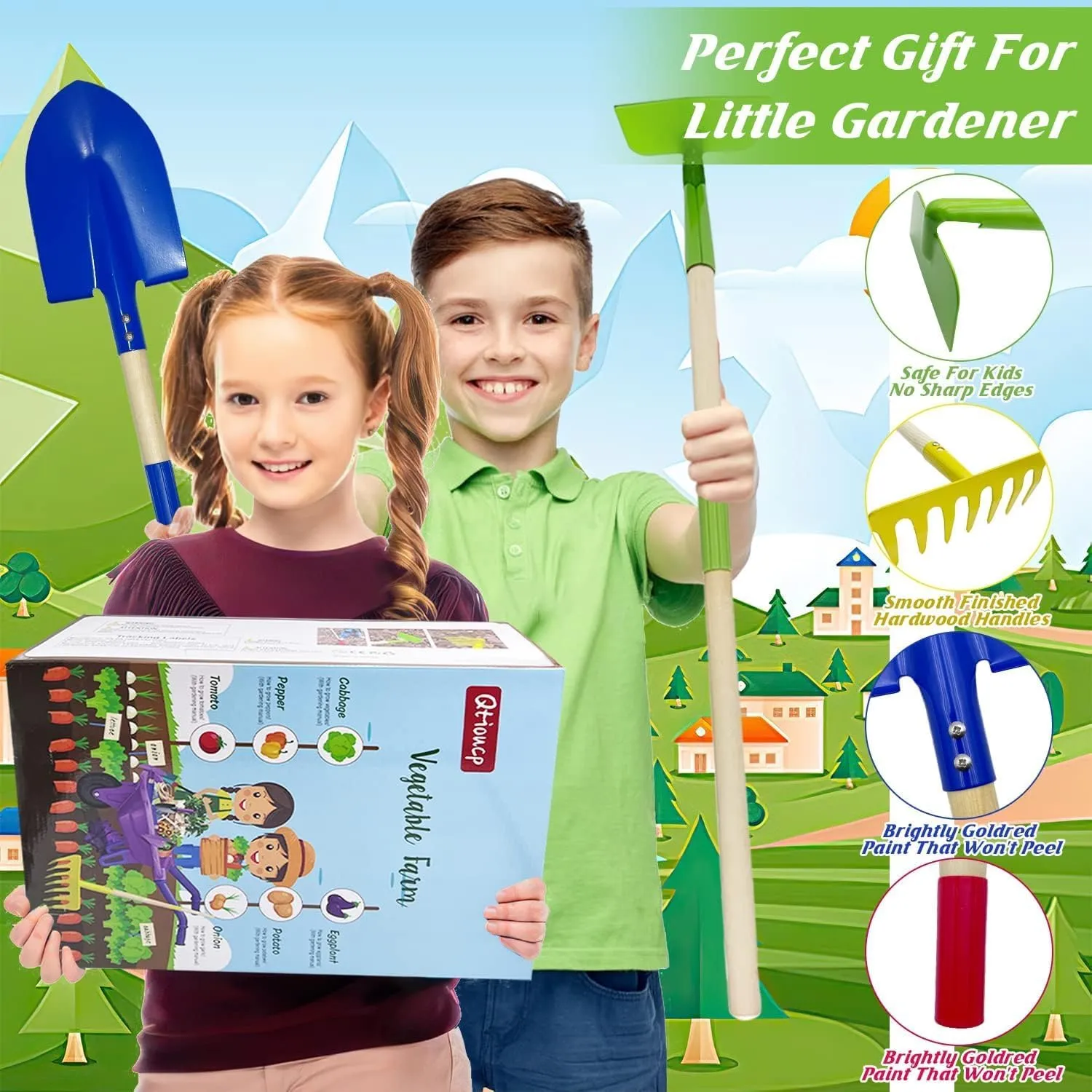 Kids Boys Girls (Red Wheelbarrow Set) Kids Gardening Tools Outdoor Toys Set Backyard Play with Wheelbarrow basic hypersensitive tedium Educational STEM Learning Pretend Toys Outdoor Indoor for Toddlers 