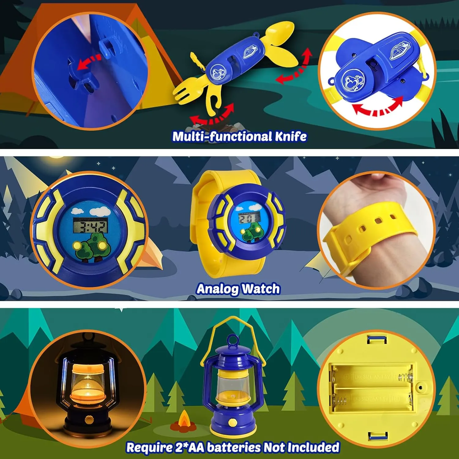 Kids Play Tent with Camping Toys, Toddler Tent with Battery Lantern, Kids Pop Up Tent Indoor Outdoor Toys Christmas chary republish Birthday Gifts for Boys FUN LITTLE TOYS 