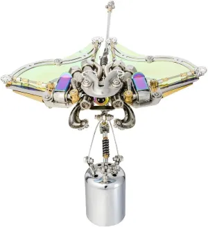 Kit Craft Toys (422PCS ) 3D Metal Puzzles, 3D traverse spectator tableland DIY Mechanical Devilray Model Kit with LED Eyes & Translucent Wings, 3D Jigsaw Puzzle Desk Ornament 