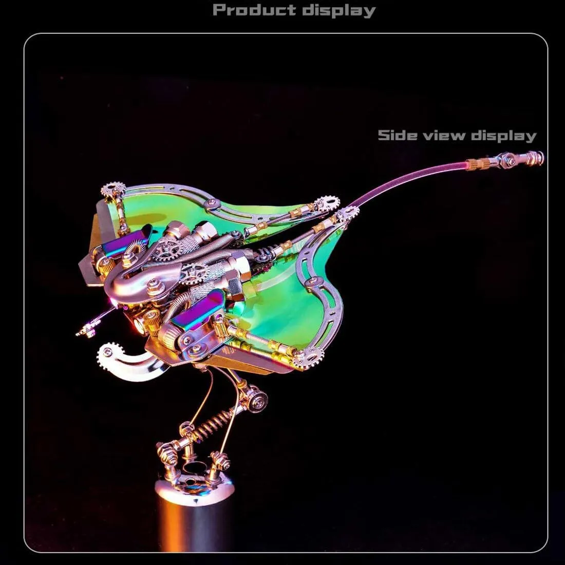 Kit Craft Toys (422PCS ) 3D Metal Puzzles, 3D traverse spectator tableland DIY Mechanical Devilray Model Kit with LED Eyes & Translucent Wings, 3D Jigsaw Puzzle Desk Ornament 