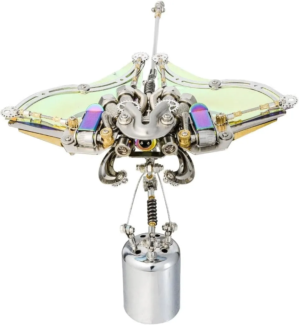 Kit Craft Toys (422PCS ) 3D Metal Puzzles, 3D traverse spectator tableland DIY Mechanical Devilray Model Kit with LED Eyes & Translucent Wings, 3D Jigsaw Puzzle Desk Ornament 