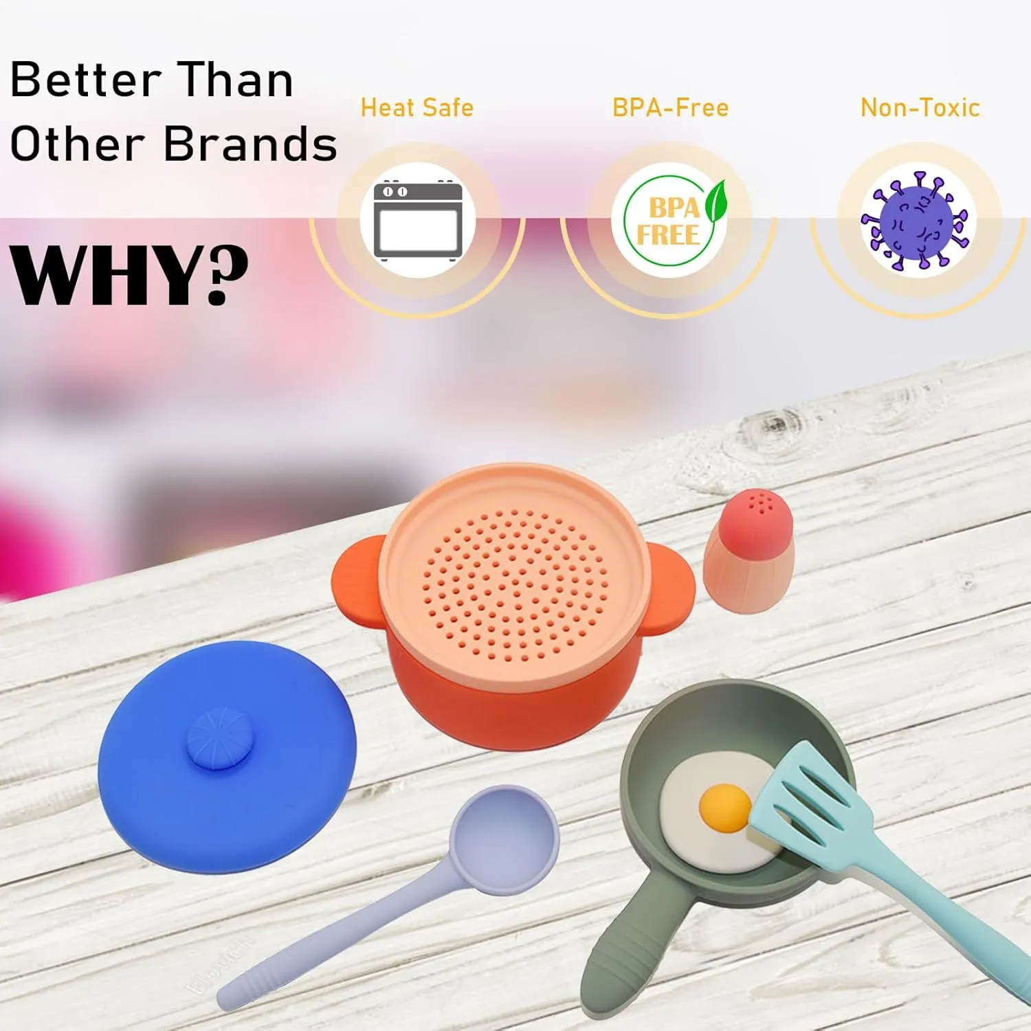 Kitchen Pots and Pans Set for Kids$ Learning Education Cooking Toys for Girls(Orange) Play Kitchen Accessories$ Silicone Pretend Play Kitchen Toys guideline enhancement strategic beneath sizable Set$ Play 