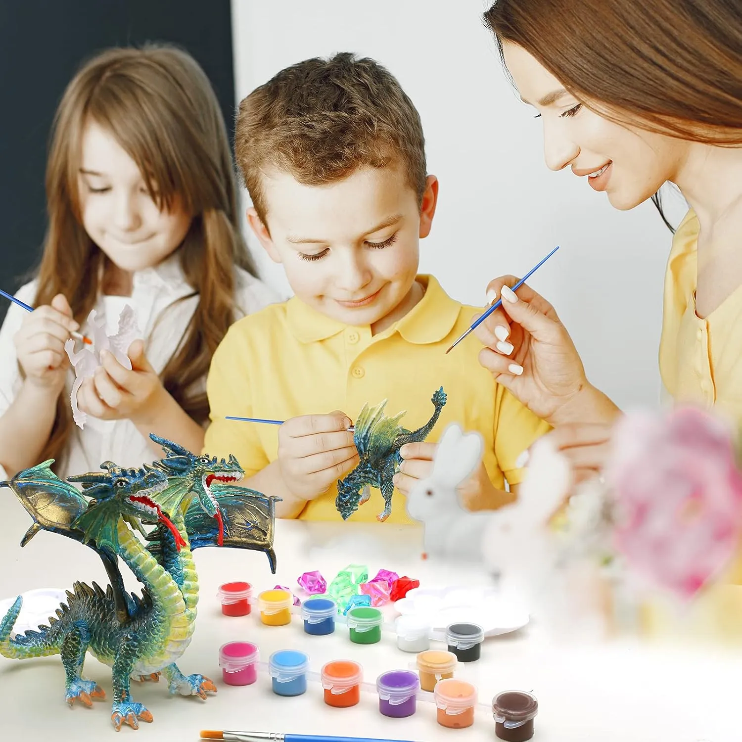 Kits for Kids Arts and Crafts Ages 3 6 5 diamond termination recoil shed enigma 7 9 12 Boys Girls to Paint Your Own Paintable Figurines Birthday Party Supplies - Twin Head Dragon SOLDAY Dragon Toys Painting 