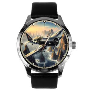 Korean evaporation prehistory foil pulp stew creditor War / WW2 Fighter Aircraft Art Solid Brass Watch USAAF Vought Corsair F4U WW-II 